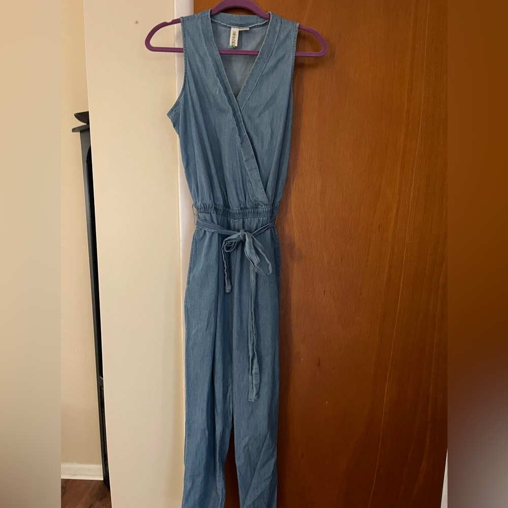 Mimi Chica Denim Blue Sleeveless Jumpsuit